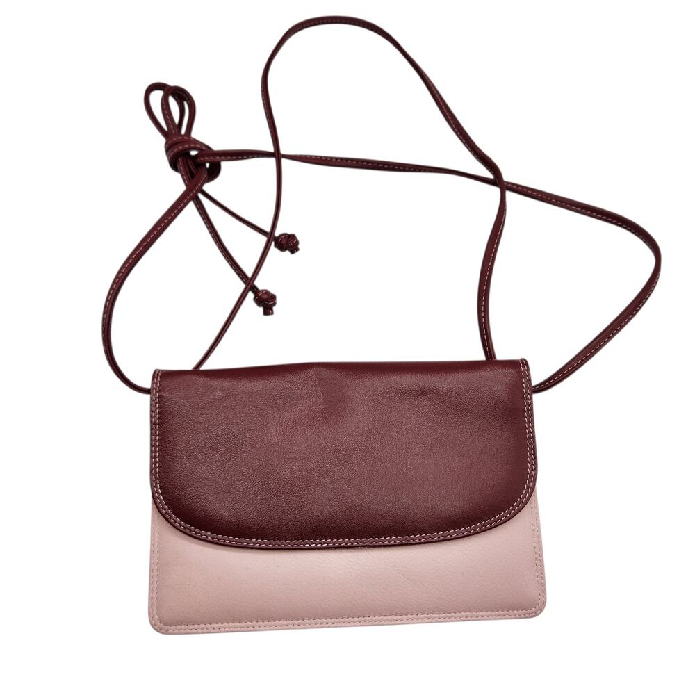 iLi Genuine Leather RFID Clutch Crossbody Bag – 6181 Wine Valley NWOT